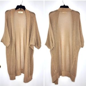 Zara knit beige open cardigan with 3/4 sleaves
